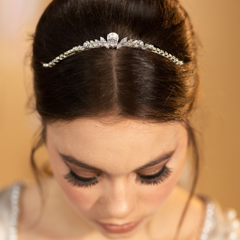 Wedding Crown, Wedding Tiara, Bridal Hair Accessories, Silver Tiara, Bridal Headpiece, Bridal Tiara, Zirconia Crystal Tiara, Crystal Tiara image 1