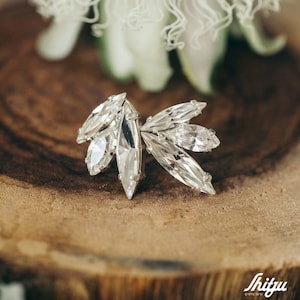 Bridal earrings, Zirconia Crystal Earrings, Ear climbers, Silver wedding earrings, Crystal Wedding Jewelry, Crystal Stud Earrings, CZ Post