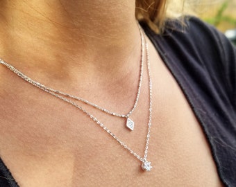 Rhombus Necklace, Gold Rhombus Necklace, Tiny Rhombus Necklace, Dainty Necklace, Layer Necklace, Gifts for Her, Necklaces for Women