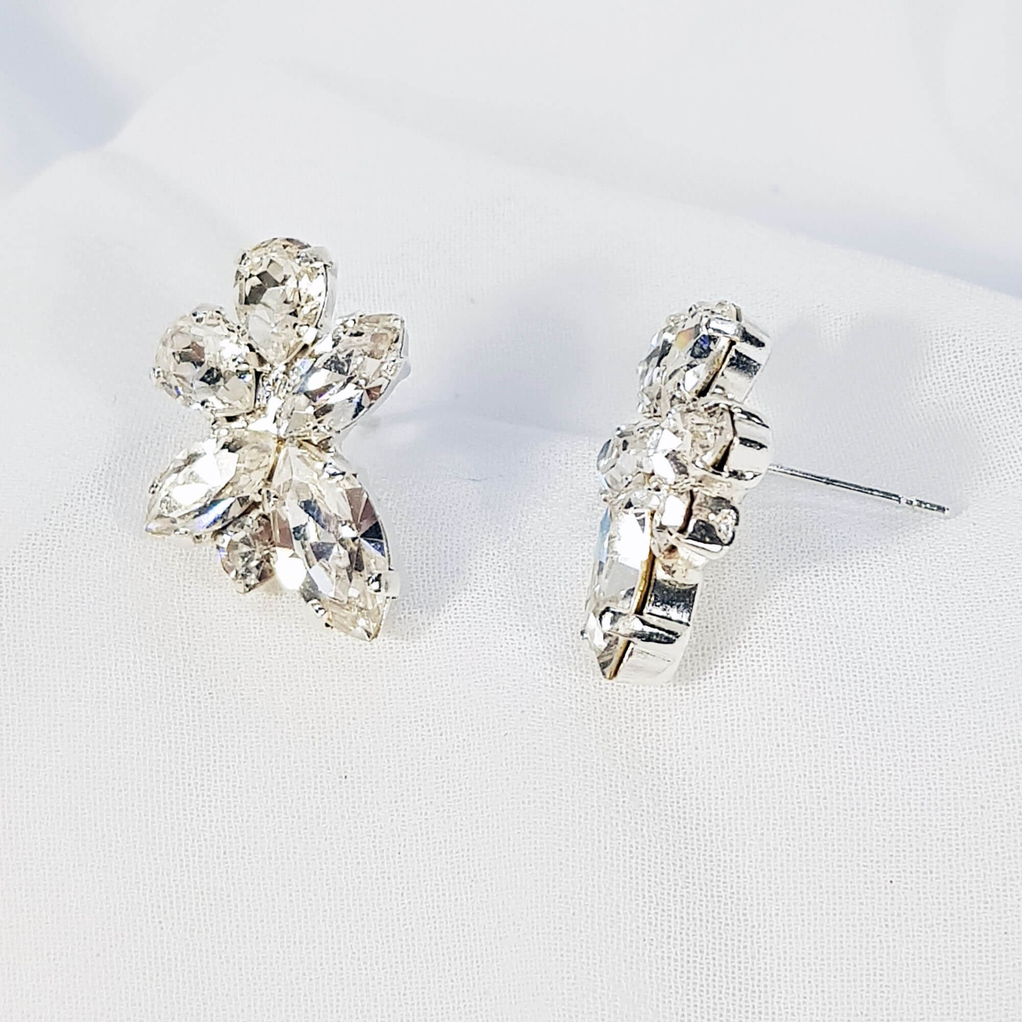 White Crystal Bridal Earrings Stud Earrings Wedding | Etsy