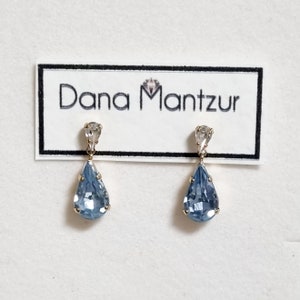 Light Blue drop earring, Aquamarine dangle earring, Minimalist earrings, Rhinestone bride earrings, Aquamarine bridesmaids earrings, Jewelry