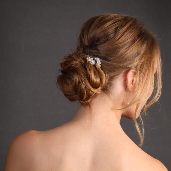 Tiny Hair Combs CZ Bride Hair Pins SET OF 2 Bride Hair Combs Wedding Accessories Side Hair Combs Bridal Barrette Crescent Hair Combs Etsy