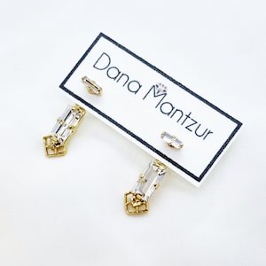 Baguette Earrings Modern ear jackets earrings, Gold crystal ear jackets, Unique Geometric ear jackets, minimal Earrings, Simple Ear Jackets