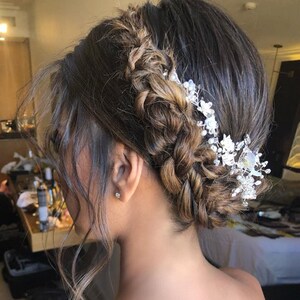 Peça de cabelo de flor, Peça de cabelo de noiva, Casamento boho, Peça de cabelo de pérola, Acessórios de noiva, Coroa de cabelo de noiva prateada, Adereço de cabeça de pérola
