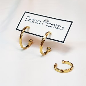 Hoop earrings set, Dainty Cartilage Ear Cuff Earrings, Twisted Hoop Earring, non piercing helix earrings, Modern Gold Earrings, Gift Idea