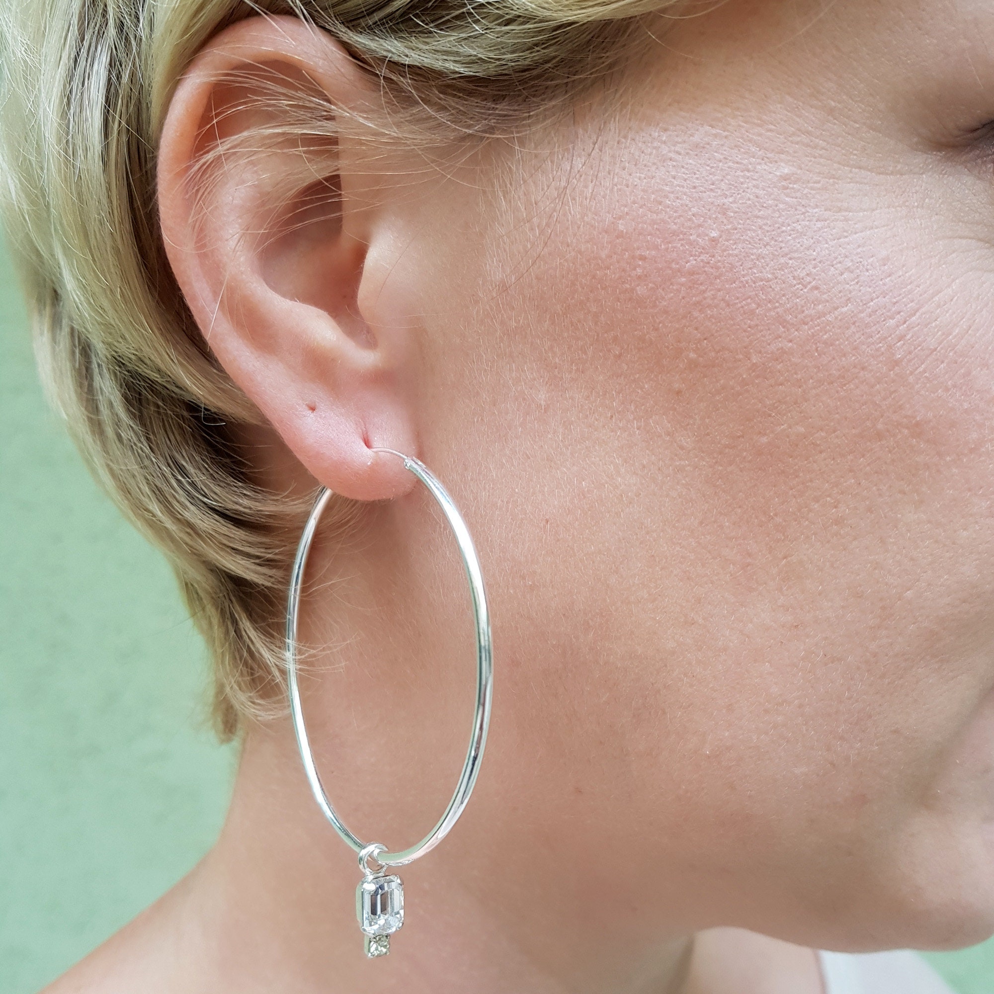 ☆TATIANA☆ Silver 925 cubic bridge hoop earrings EC3120 Designer fashion, Seoul-fully created | W Concept