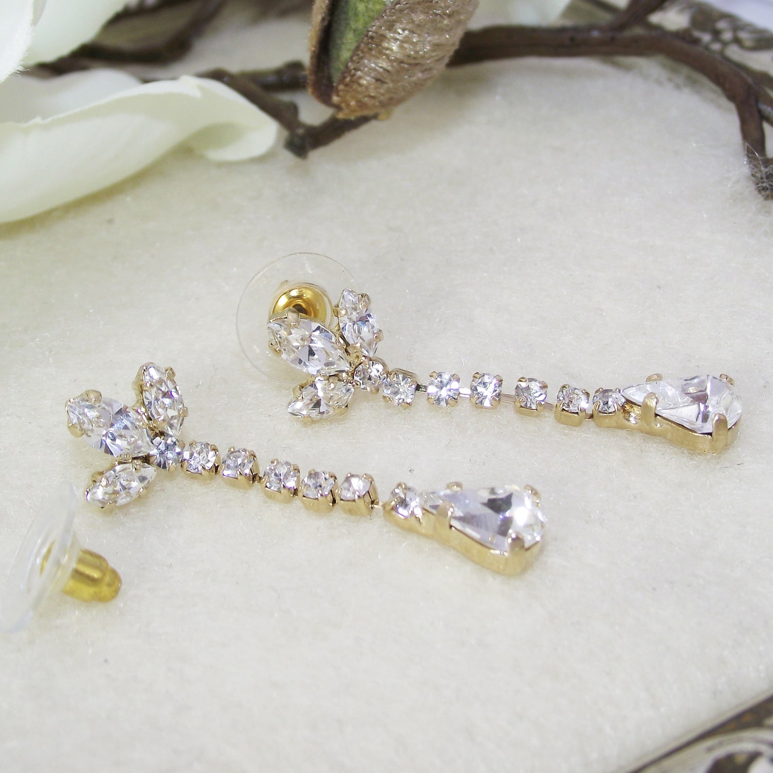 Wedding Earrings, Stud Long Earrings, Rhinestone Crystal Earrings Wedding Earrings, Stud Long Earrings, Rhinestone Crystal Earrings