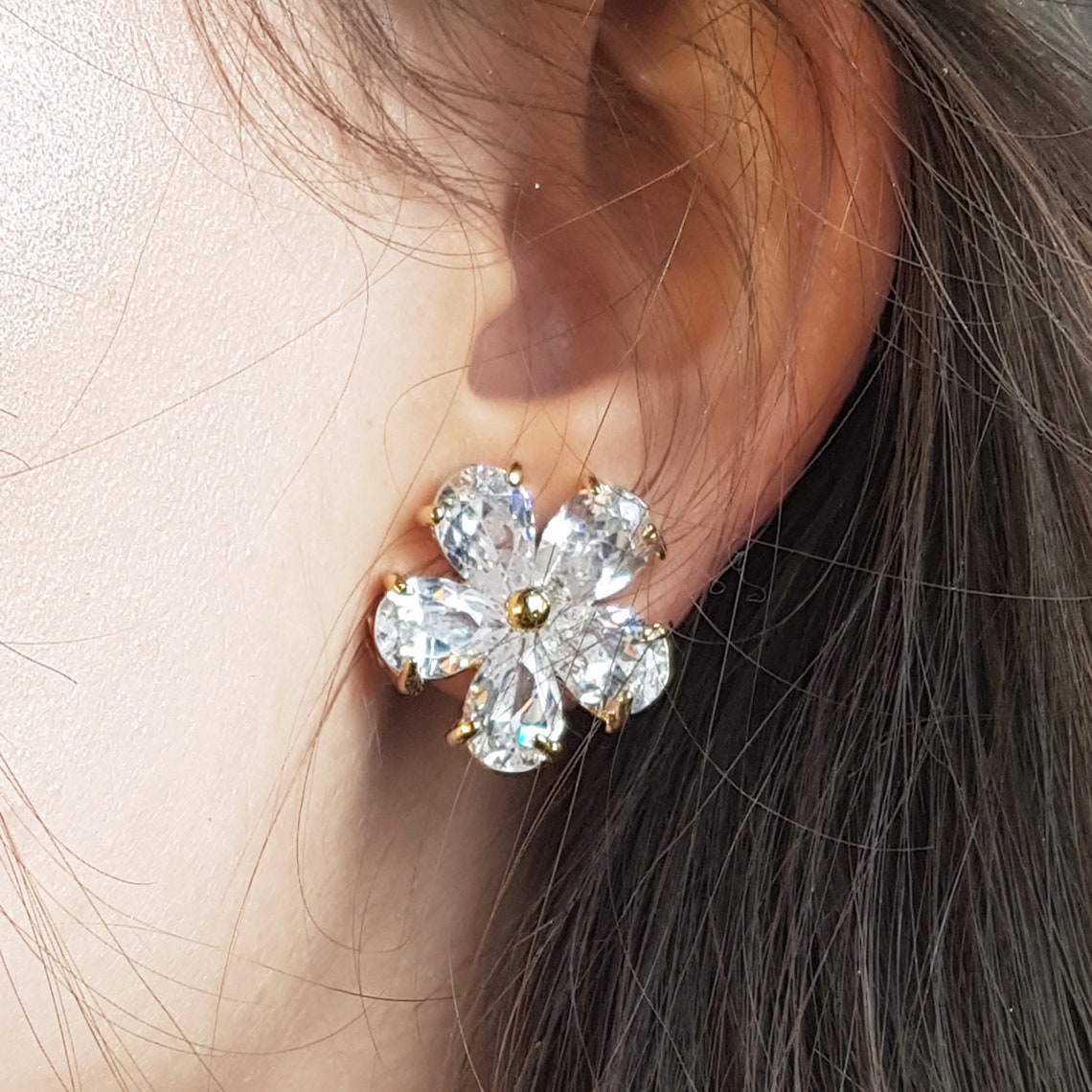 flower statement earrings