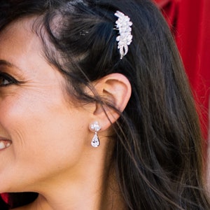 Bride Drop Earrings, European crystal Earrings, Romantic Wedding Jewelry, CZ Drop earrings, Dangle Wedding Earrings, Cubic Zirconia Earring image 6