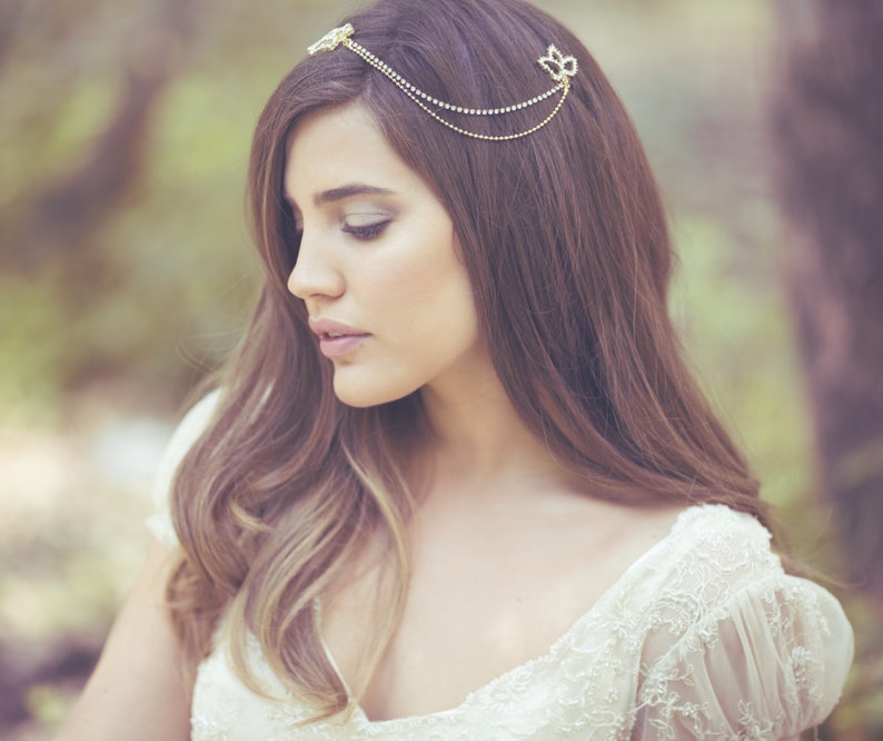 Bridal Headpiece Bridal Hair Chain Boho Wedding Boho Etsy
