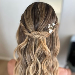 Bridal Hair Accessories, White Flower bridal hair pins, Wedding hair pin, silk flower hair pin, Bridal Hair Clip, Boho Bride Jewelry wedding image 8