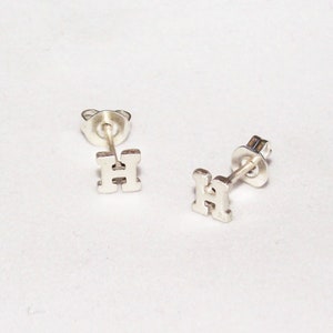 Initial earrings, Tiny Sterling Silver Earrings, Personalized Letter gift, Minimal earrings, Personal Bridesmaid present, Alphabet Earrings
