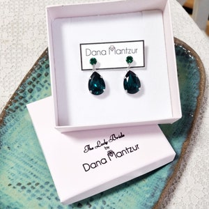 Emerald Green Drop Earrings, Dark Green Crystal earrings, Big drop crystal Earrings, Emerald Gold Or Silver Droplets, Bridesmaids Jewelry