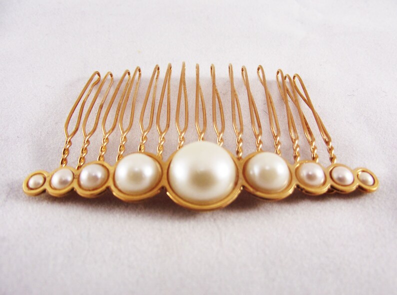 Peigne perles or rose Swarovski