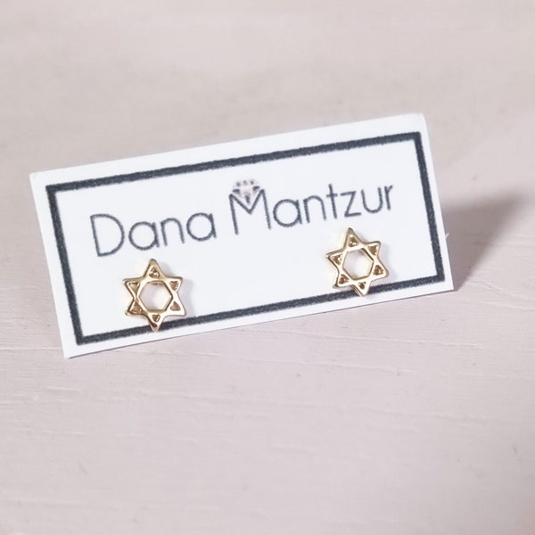 Gold Magen David earrings, Minimalist studs, Star of David Earrings, Jewish Earrings, simple earrings, tiny earrings