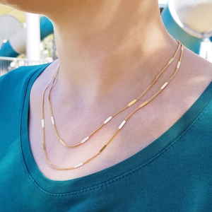 Doppellagige Halskette, Moderne Gourmet Kette, Gold Zwei Halsketten, Layering Halsketten, Halskette Set, Layered Zarte Halskette