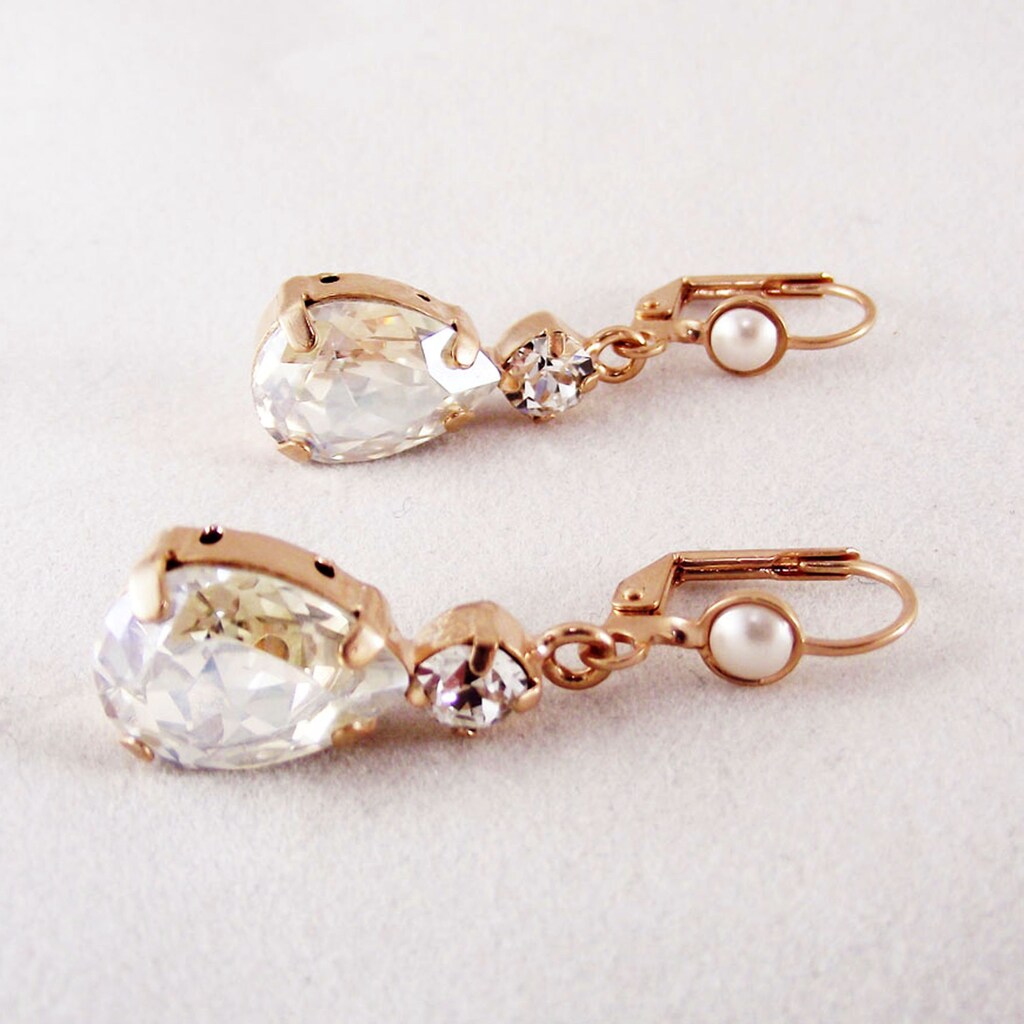 Orecchini Pendenti A Goccia In Zirconia Cubica, Placcato Oro Rosa, Grandi E Lucenti, Per Matrimonio E Feste, Regalo Per Donna