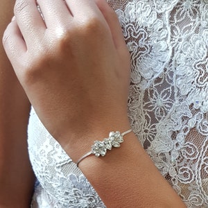 Wedding Bracelet, Bridal Bracelet, Silver Bridal Jewelry, Silver Wedding Bracelet, Rhinestone Bracelet, Boho Wedding Bracelet, CZ Bracelet