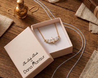 Bridal Necklace, Wedding Necklace, Marquise Crystal Necklace, Boho Wedding Jewelry, Gold Wedding Necklace, Bridesmaid Necklace, CZ Necklace