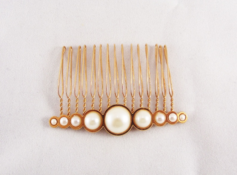 Peigne perles or rose Swarovski