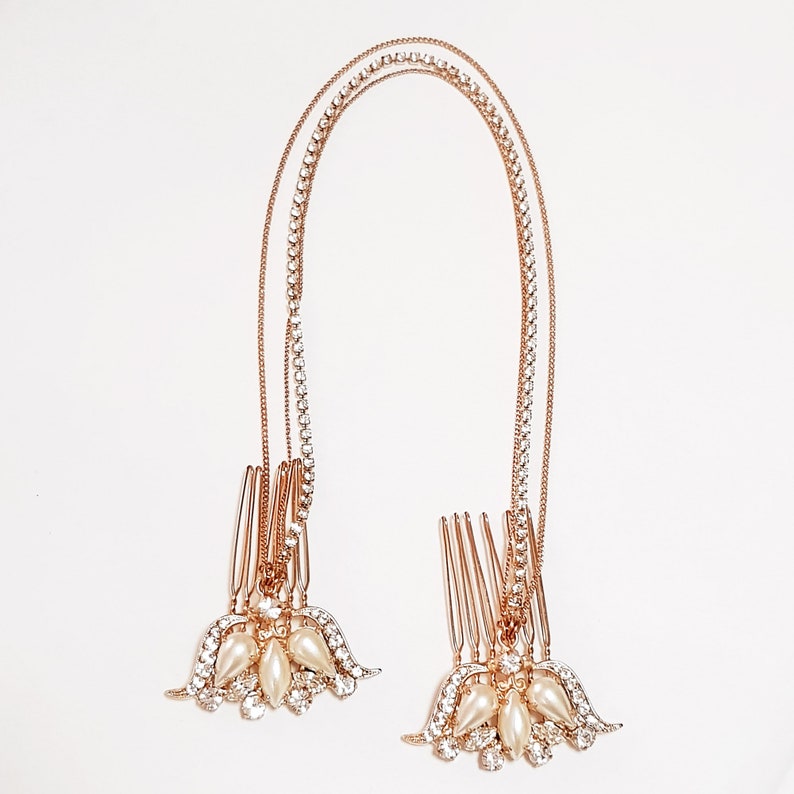 Rose Gold Headpiece Chain Headpiece Front Bridal Hair Chain Etsy