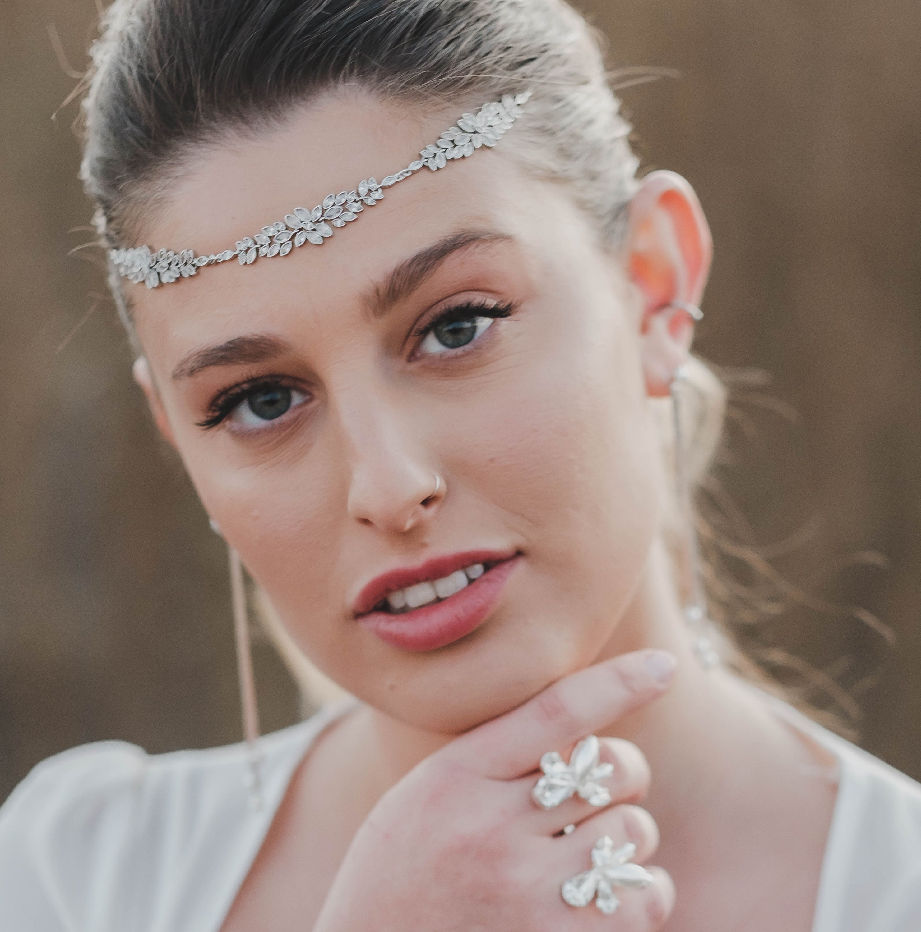 Forehead Headband, Flower Crystal Headband, Boho Hair Accessories