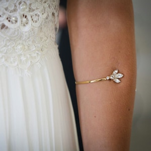 Arm manchet armband, bruids gouden armband, kristal gouden manchet, gouden manchet armband, Zirconia kristal armband, bruids armband, open manchet, CZ