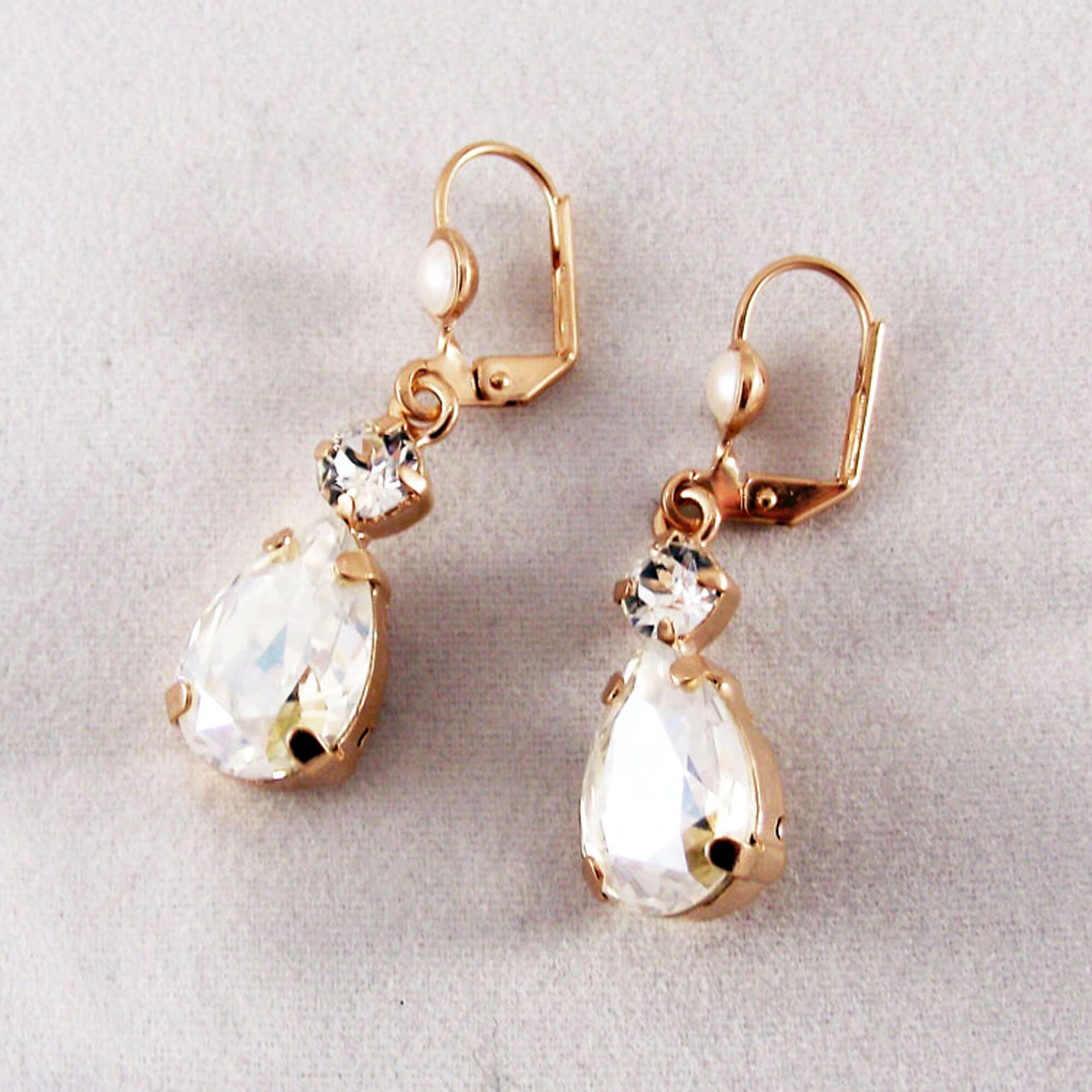 Orecchini Pendenti A Goccia In Zircone Cubico, Placcati Oro Rosa, Per Donna, Regalo Matrimonio - 2