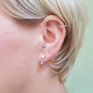 Two hole earrings, Double hole earring, Double piercing earrings, earring set, double ball earrings, Ear Threaders double Chain earrings image 2