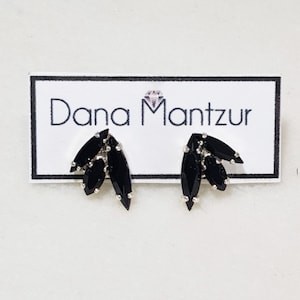 Black wedding, Zirconia black crystal, Black earrings, Everyday earrings, Black jewelry, Black bridesmaids, Minimalist earrings, Jet Studs