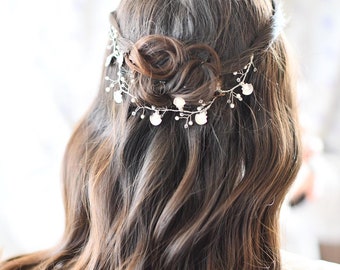 Boho hair piece, Bridal hair wreath,Bohemian wedding hair accessories, Beach wedding headpiece, Boho vine, Shell hair jewelry, Boho wedding