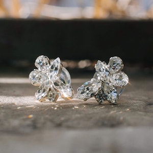 Bridal Earrings, Wedding Earrings, Silver Wedding Earrings, Cluster Earrings, Zirconia Crystal Earrings, Silver Bridal Jewelry, CZ Earrings