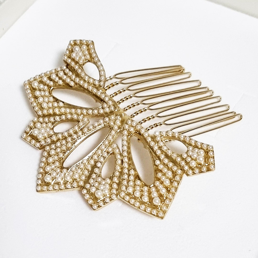 Vintage Bridal Comb, Pearl Hair Jewelry, Bride Hair Accessories