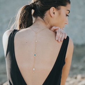 Backdrop Necklace, Back Lariat  Necklace, Bridal Jewelry, Y Back Necklace, Silver back necklace, Gold drop back chain, Back body jewellery