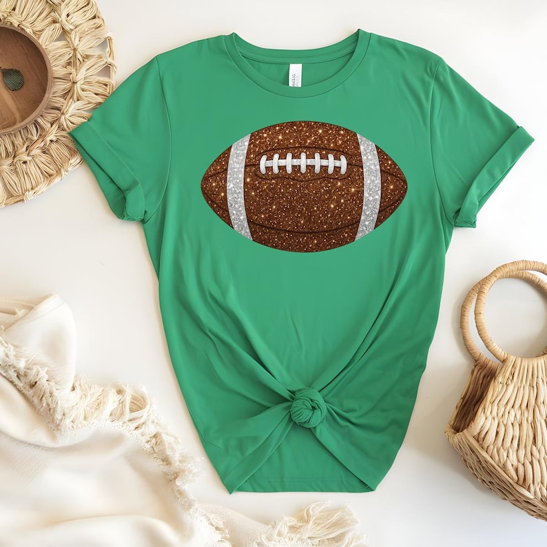 Sparkle Glitter Look Football DTF Transfer, Football Game Day Transfer, American Football Ready to Press, Touchdown DTF Print for Apparel image 7
