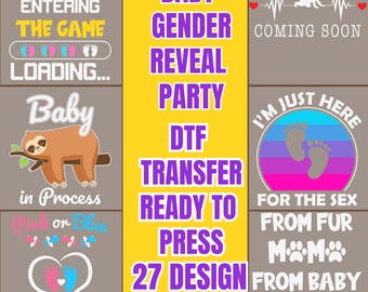 Baby Gender Reveal DTF Transfer, Team Boy Team Girl Design, Gender Party Shirt Print, Cute Pregnancy Announcement DTF Ready to Press