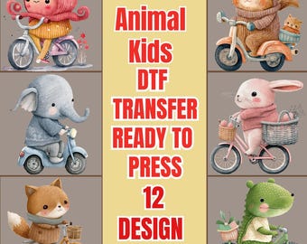 Baby Kawaii Biker Animal DTF, Cute Motorcycle Animal Iron On, Kids Biker Shirt Design, Funny Animal Heat Transfer, Cartoon Biker Animal DTF
