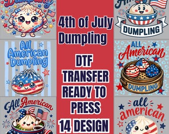 Dumpling 4th of July DTF Transfer, Funny 4th of July Heat Transfer, Patriotic Foodie Design, 4th of July Kawaii Character, 4th of July Food