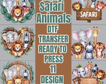 Safari Animals DTF Transfer, Jungle Animal Heat Transfer, Baby Safari Shirt Design, Wild One Birthday Iron On, Cute Jungle Decal