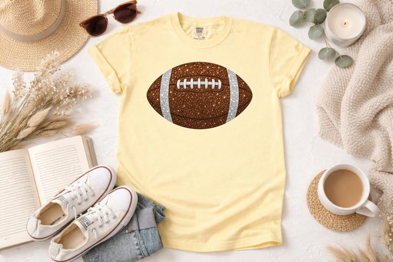 Sparkle Glitter Look Football DTF Transfer, Football Game Day Transfer, American Football Ready to Press, Touchdown DTF Print for Apparel image 6