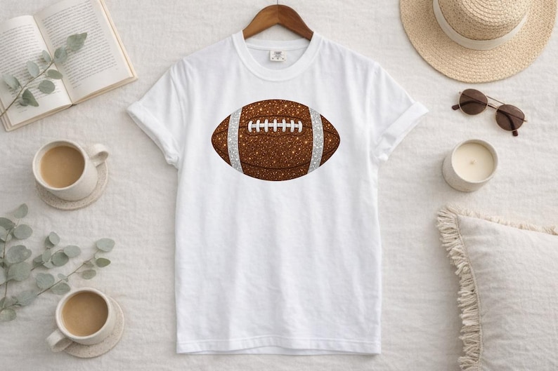 Sparkle Glitter Look Football DTF Transfer, Football Game Day Transfer, American Football Ready to Press, Touchdown DTF Print for Apparel image 4