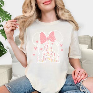 Minnie Disney Castle DTF Transfer, Pink Bow Disney Girl Iron-On, First Disney Trip Family Matching Ready to Press, Disney Girl Trip Decal image 5