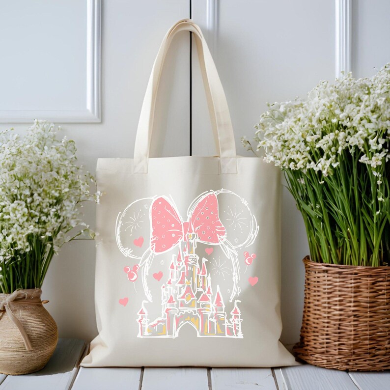 Minnie Disney Castle DTF Transfer, Pink Bow Disney Girl Iron-On, First Disney Trip Family Matching Ready to Press, Disney Girl Trip Decal image 9