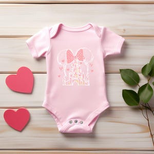 Minnie Disney Castle DTF Transfer, Pink Bow Disney Girl Iron-On, First Disney Trip Family Matching Ready to Press, Disney Girl Trip Decal image 4