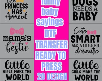 Baby Quote DTF Transfer Bundle Funny Infant Bodysuit Sayings Cute Newborn Designs Ready to Press Heat Press Baby Shower Gift