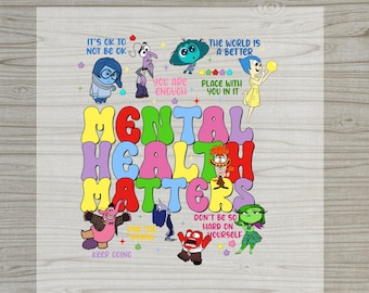 Inside Out Mental Health Awareness Iron-On, Inside Out Cartoon Design, Ready to Press Transfer for Self-Care Enthusiasts, Positive Message