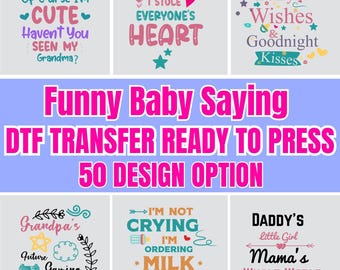 Cute Fun Baby DTF Transfer, Funny Baby Shirt Design, Baby Shower Gift for Mom, Newborn Iron-On, Pregnancy Announcement, Ready to Press