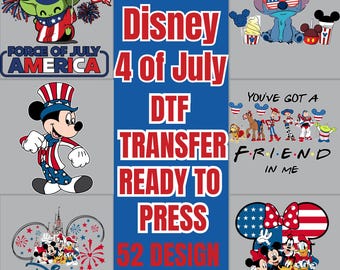 Disney 4th of July DTF Transfer, Mickey Minnie Patriotic Iron On, Red White and Blue Independence Day, Ready to Press Disney Family Trip