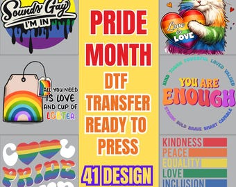 Pride Month DTF Transfer, Colorful Rainbow DT, Pride Parade Matching Shirt Design, Proud Ally T-shirt Decal, LGBTQIA Support Gift