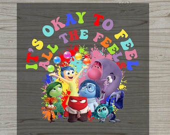 Inside Out Emotion Characters Iron-On Transfer, Fun Emotional Learning Design for Kids, Inside Out Movie Inspired Ready to Press